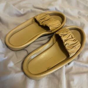 KHAITE Cream Leather Slides